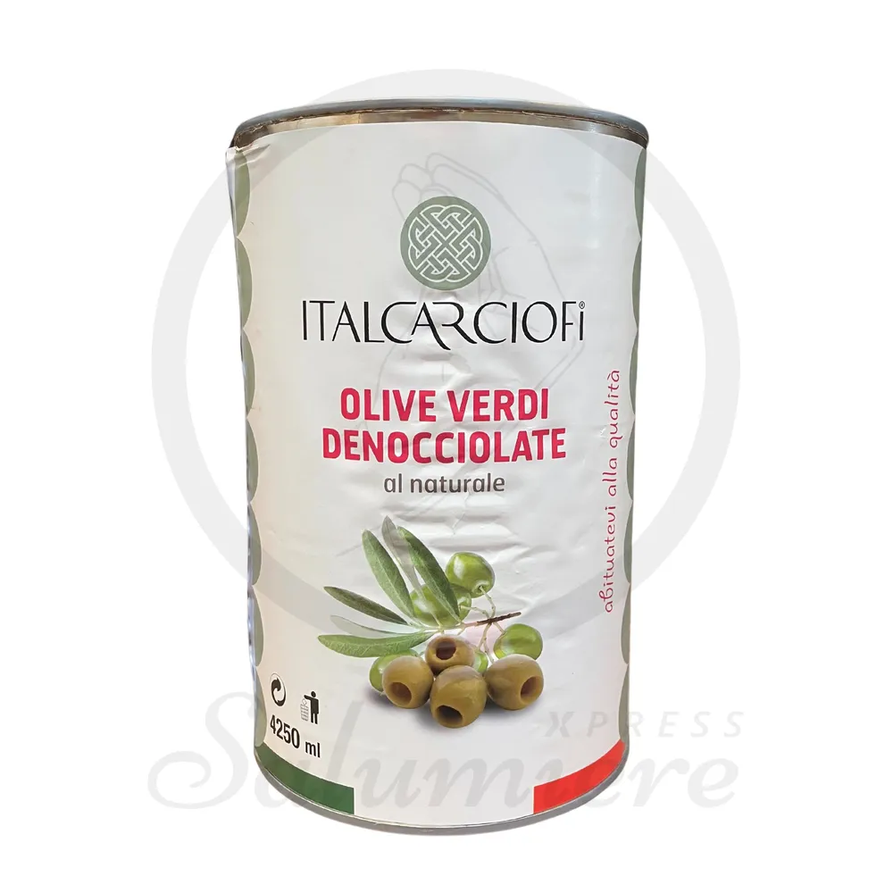 GREEN PITTED OLIVES IN BRINE ITALCARCIOFI 4,2 KG